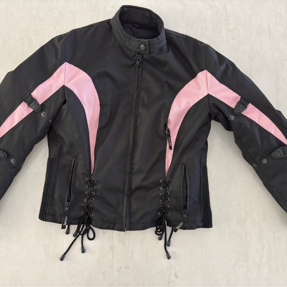 Black and Pink Women's Motorcycle Jacket